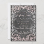 黒板アンティークピンクフローラブライダルシャワー 招待状 (裏面)