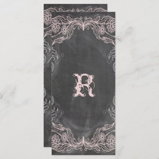 黒板アンティークピンクフローラプログラムラックカード プログラム (正面/裏面)