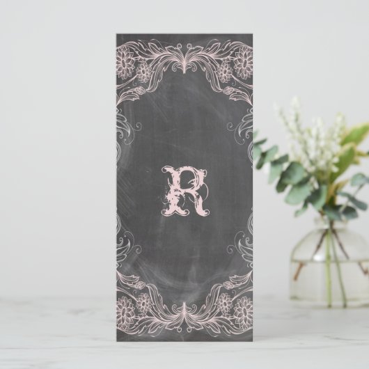 黒板アンティークピンクフローラプログラムラックカード プログラム (スタンド正面)