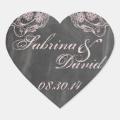 黒板アンティークピンクフローラ封筒用シール ハートシール (正面)