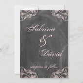 黒板アンティークピンクフローラ結婚式招待状 招待状 (裏面)