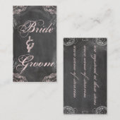 黒板アンティークピンクフローラ花嫁レジストリカード エンクロージャーカード (正面/裏面)