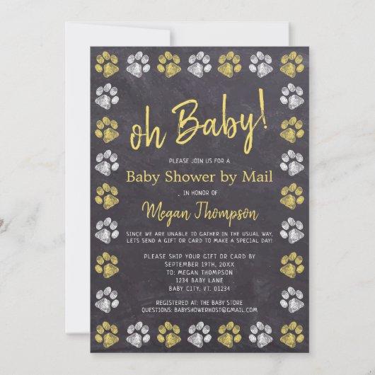 黒板イエローグレーベビーシャワーバイメール 招待状 (正面)