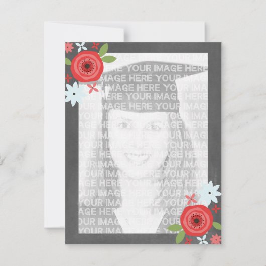 黒板インスパイアフローラ写真卒業 招待状 (裏面)