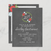 黒板インスパイアフローラ写真卒業 招待状 (正面/裏面)