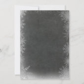 黒板ウィンターペンギンピンクの花誕生日 招待状 (裏面)