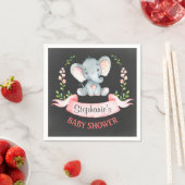 黒板ウォーターカラーエレファントガールベビーシャワー スタンダードカクテルナプキン (インサイチュ)