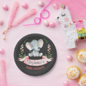 黒板ウォーターカラーエレファントガールベビーシャワー ペーパープレート (パーティー)