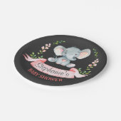 黒板ウォーターカラーエレファントガールベビーシャワー ペーパープレート (アングル)