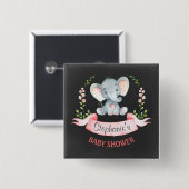 黒板ウォーターカラーエレファントガールベビーシャワー 缶バッジ (正面&裏面)