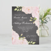 黒板ウォーターカラーバラブライダルシャワー 招待状 (スタンド正面)