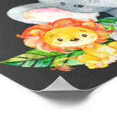 黒板ウォータールコルかわいいサファリジャングルベビーシャワー ポスター (角)