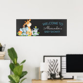 黒板ウォータールコルかわいいサファリジャングルベビーシャワー ポスター (ホームオフィス)