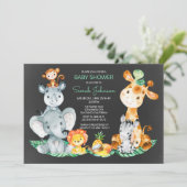 黒板ウォータールコルかわいいサファリジャングルベビーシャワー 招待状 (スタンド正面)