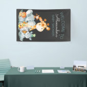 黒板ウォータールコルかわいいサファリジャングルベビーシャワー 横断幕 (トレードショー)