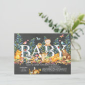 黒板ウッドランドニュートラルベビーシャワー招待状 招待状 (スタンド正面)
