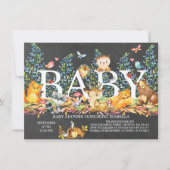 黒板ウッドランドニュートラルベビーシャワー招待状 招待状 (正面)