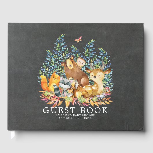 黒板ウッドランドベビーシャワーゲストブック ゲストブック (正面)