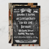黒板エジプトをテーマにしたパーティー 招待状 (正面/裏面)
