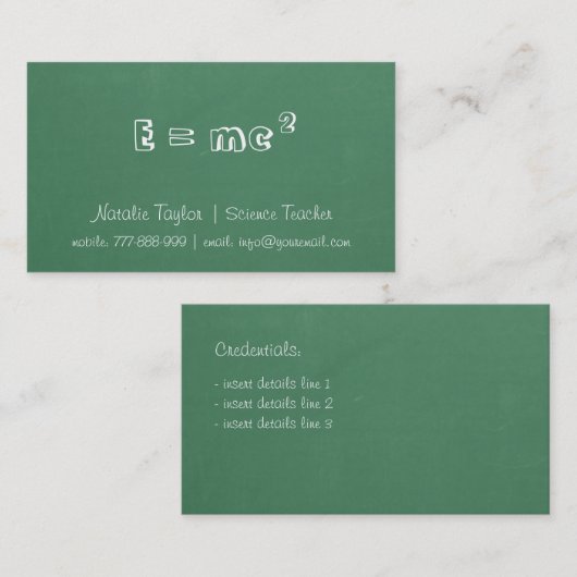 黒板エネルギー科学の教師の名刺 名刺 (正面/裏面)