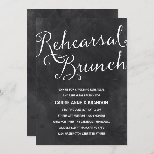 黒板エレガント|シックリ素朴ハーサルブランチ 招待状 (正面/裏面)