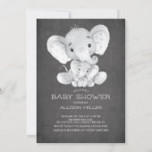 黒板エレファントニュートラルベビーシャワー招待状 招待状 (正面)