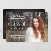 黒板オーバーレイ高校写真卒業 招待状 (正面/裏面)