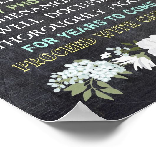 黒板オープンバー結婚のサインフローラおもしろい ポスター (角)