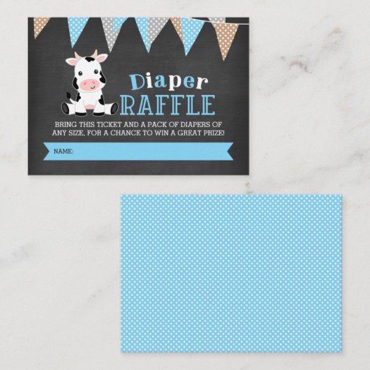 黒板カウボーイおむつラッフルチケット エンクロージャーカード (正面/裏面)