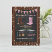 黒板カウボーイまたは女性のカーボーイウェスタンジェンダーの表示 招待状 (スタンド正面)