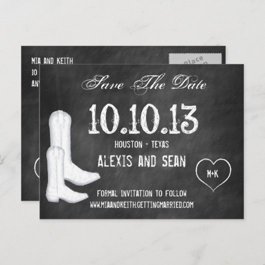 黒板カウボーイブーツ葉書 案内ポストカード (正面/裏面)