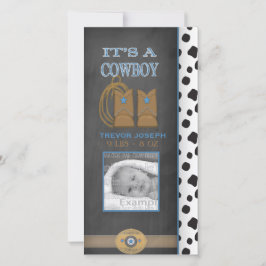 黒板カウボーイベビー発表 案内状