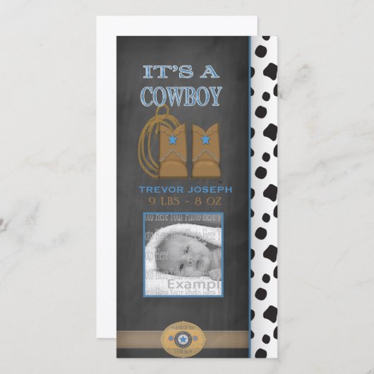 黒板カウボーイベビー発表 案内状 (正面/裏面)