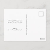 黒板カスタム男の赤ちゃんシャワーサンキュー ポストカード (裏面)