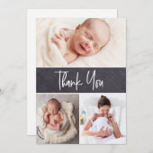 黒板カスタム複数枚男の赤ちゃんシャワー サンキューカード (正面/裏面)
