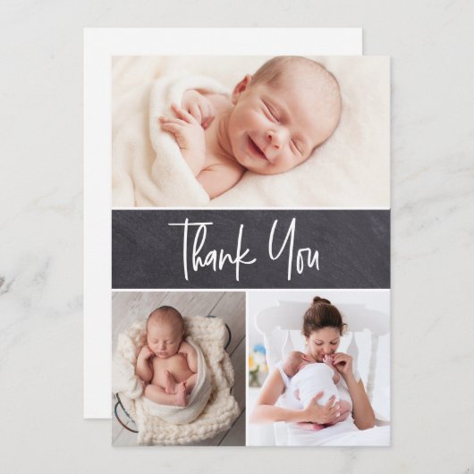 黒板カスタム複数枚男の赤ちゃんシャワー サンキューカード (正面/裏面)
