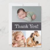 黒板カスタム複数枚男の赤ちゃんシャワー サンキューカード (正面)