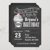 黒板カップケーキバースデーパーティ招待状 招待状 (正面/裏面)