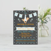 黒板カップルおむつ赤ちゃんシャワー物干し 招待状 (スタンド正面)