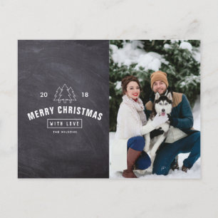 黒板カップル犬クリスマスホリデーフォトカード シーズンポストカード