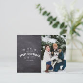 黒板カップル犬クリスマスホリデーフォトカード シーズンポストカード (スタンド正面)