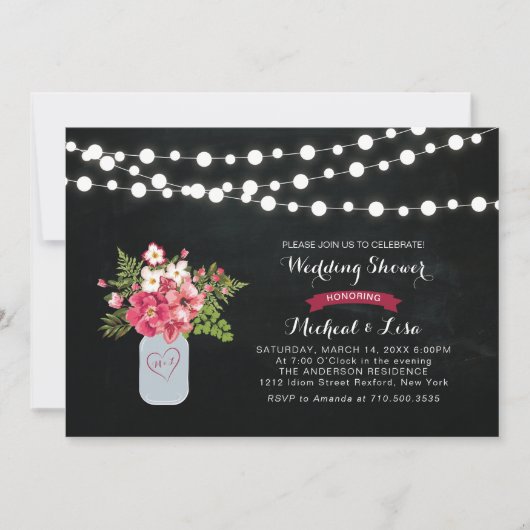 黒板カップル結婚前お披露目招待状 招待状 (正面)