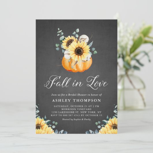 黒板カボチャとヒマワリブライダルシャワー 招待状 (スタンド正面)