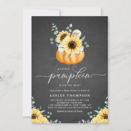 黒板カボチャとヒマワリ秋ベビーシャワー 招待状