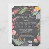 黒板カラフル開花リースリハーサル夕食 招待状 (正面)