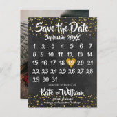 黒板カレンダー日付を保存写真の金ゴールド粉塵 案内ポストカード (正面/裏面)