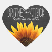 黒板カントリー素朴ヒマワリ結婚式の引き出物 ハートシール (正面)