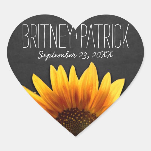 黒板カントリー素朴ヒマワリ結婚式の引き出物 ハートシール (正面)