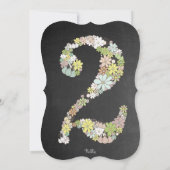 黒板ガールの花の2歳の誕生日パーティーの招待状 招待状 (裏面)