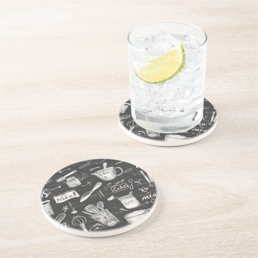 黒板キッチンアートサンドストーン コースター (側面)